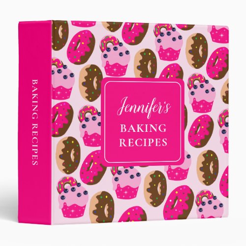 Cupcakes  Donuts Baking Recipes Personalized   3 Ring Binder