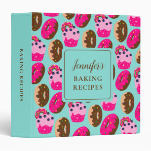 Cupcakes & Donuts Baking Recipes Personalized 3 Ring Binder