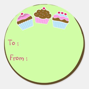 Cupcakes Gift Tag Sticker by lilpumpkinhouse at Zazzle