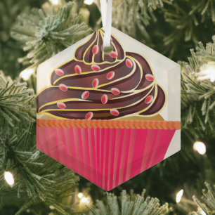 Cupcakes Glass Ornament