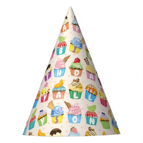 Cupcakes Happy Birthday Add Your Name Cute Goodies Party Hat