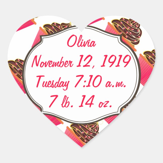Cupcakes Heart Sticker (Front)
