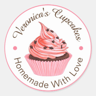 Cupcakes Homemade With Love Light Pink Classic Round Sticker