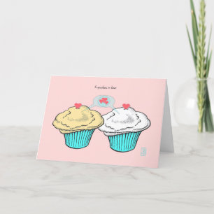 Cupcakes in Love CustardVanillaBlueBlue Valentine Card