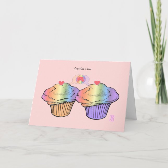 Cupcakes in Love RainbowRainbow Valentine Card (Front)