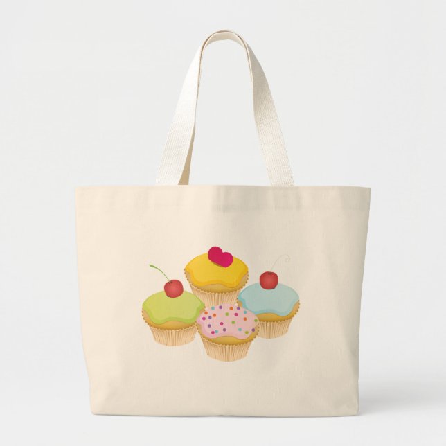 Cupcakes Large Tote Bag (Front)