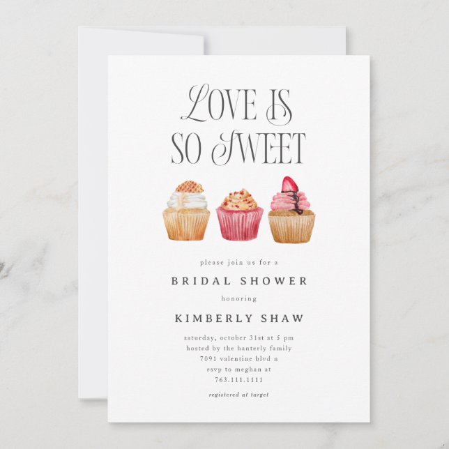 Cupcakes Love Is So Sweet Bridal Shower Invitation (Front)
