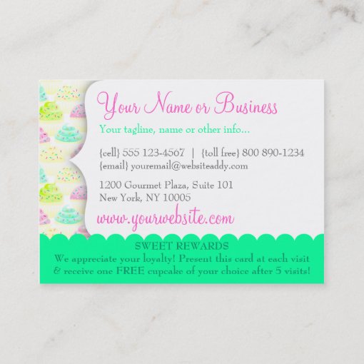 Cupcakes N Sprinkles Custom Rewards Cards Zazzle