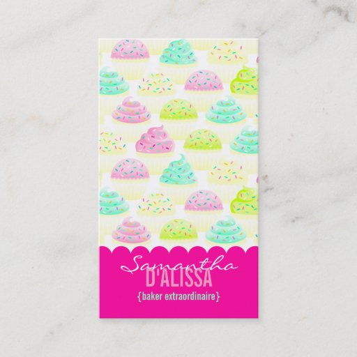 Customizable Cupcakes N Sprinkles Custom Vertical Business Card