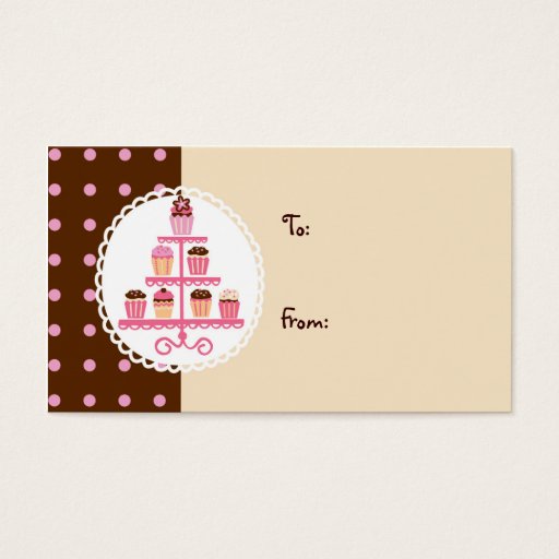 Customizable Cupcakes on a Stand (Brown/Cream) Business Card