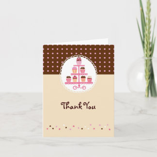 Cupcakes on a Stand (Brown/Cream) Thank You Card