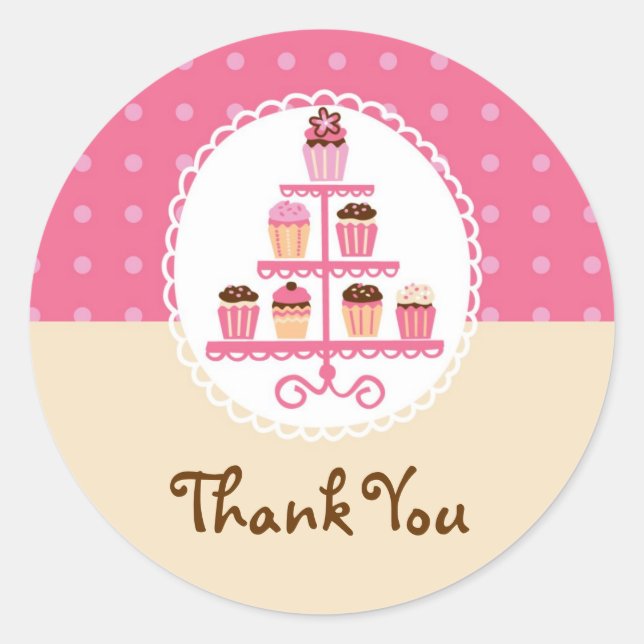 Cupcakes On A Stand Favor Sticker (Front)