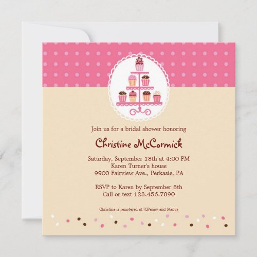 Cupcakes on a Stand (Pink / Cream) Invitation