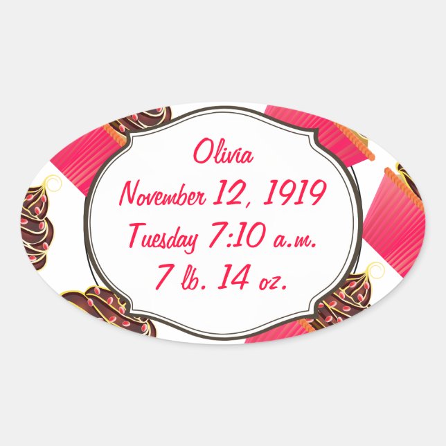 Cupcakes Oval Sticker (Front)