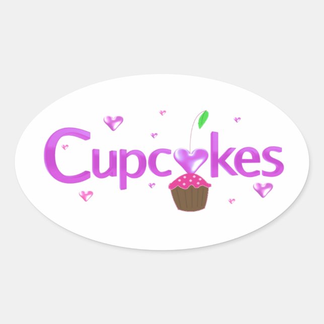 Cupcakes Oval Sticker (Front)