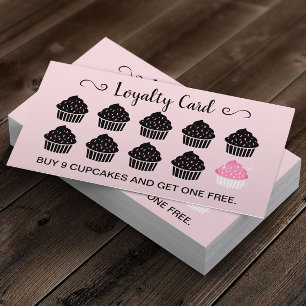 Cupcakes Pastry Bakery Blush Pink Loyalty Reward Card