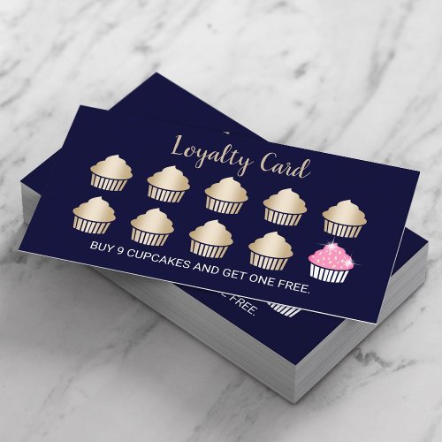 Cupcakes Pastry Bakery Navy Blue Loyalty