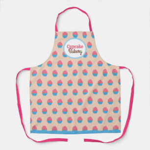 Cupcakes Pattern Cream Pink Cake Bakery Apron