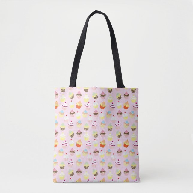 Cupcakes Pattern Pastel Pink Cute Tote Bag (Front)