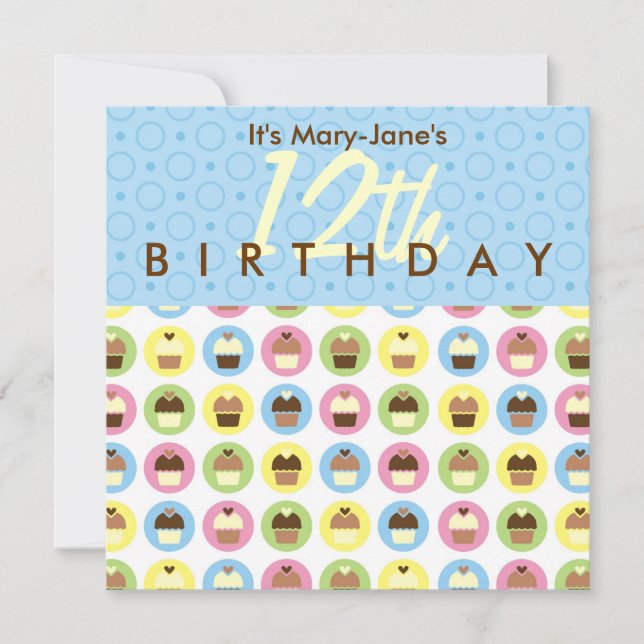 Cupcakes Personalized Birthday Invitation (Front)