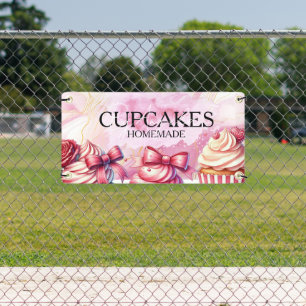 Cupcakes Pink Bakery Marble Gold Banner