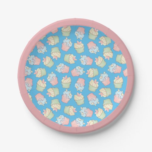 Cupcakes Pink Blue Dessert Cake Party Paper Plates