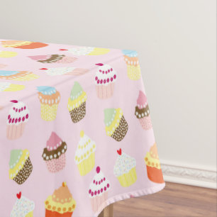 CUPCAKES PINK PATTERN PARTY TABLECLOTH