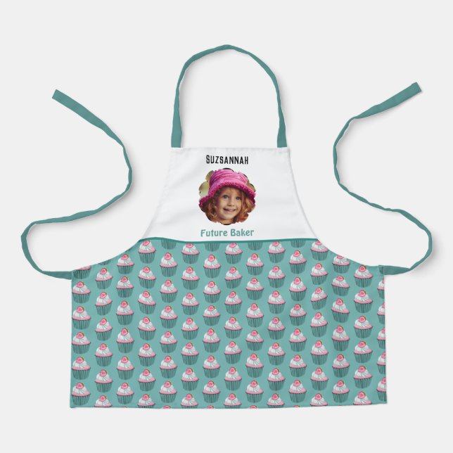 Cupcakes Scalloped Custom Photo Template Name Apron (Front)