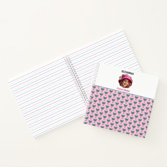 Cupcakes Scalloped Custom Photo Template Name Notebook (Inside)