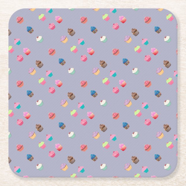 Cupcakes Square Paper Coaster (Front)