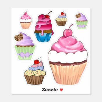 Cupcakes Sticker by Xuxario at Zazzle