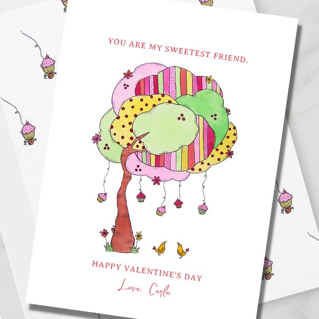 Cupcakes Sweet Friend Valentine Holiday Card (Creator Uploaded)