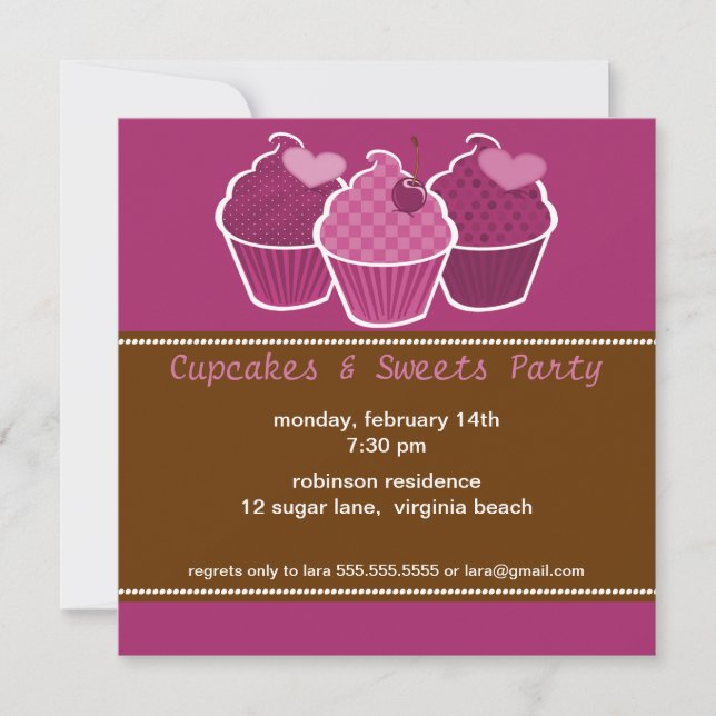 Cupcakes & Sweets Party Invitations (Front)