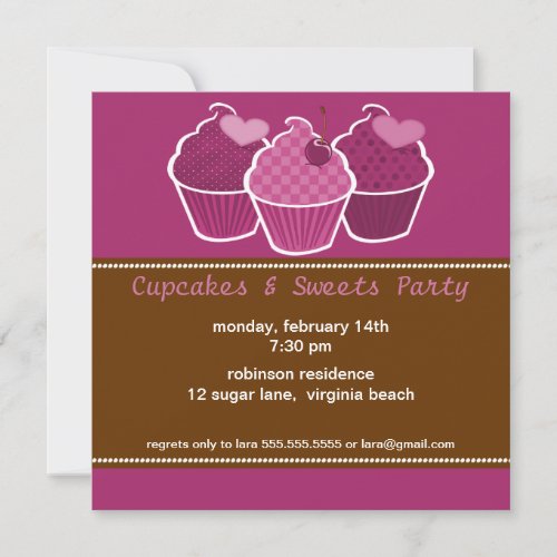 Cupcakes  Sweets Party Invitations