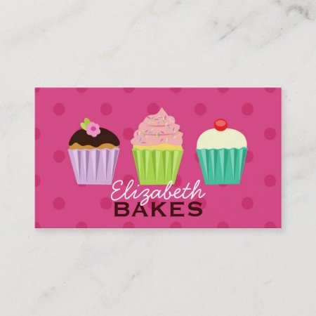 Cupcakes Trio Polka Dot Business Card