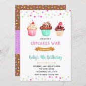 Cupcakes war birthday theme invitation (Front/Back)