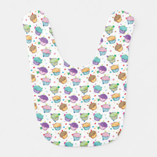 Cupcakes With Playful Confetti, Dots and Hearts  Baby Bib
