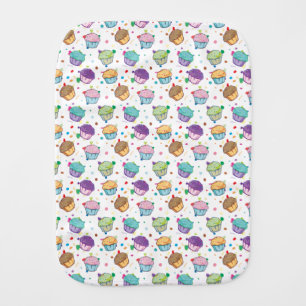 Cupcakes With Playful Confetti, Dots and Hearts Baby Burp Cloth