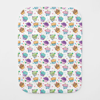 Cupcakes With Playful Confetti, Dots and Hearts  Baby Burp Cloth
