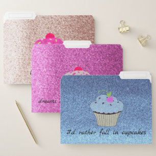 Cupcakes With Sayings and Faux Glitter File Folder