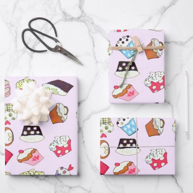 Cupcakes Wrapping Paper Sheets (Front)