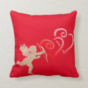 Cupid Aims at Two Hearts Throw Pillow