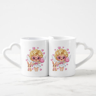 Cupid and Bunny Dance Coffee Mug Set