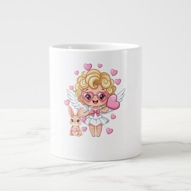 Cupid and Bunny Dance Giant Coffee Mug (Front)