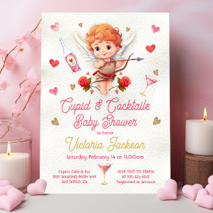 Cupid and Cocktails Valentine's Day Baby Shower Invitation