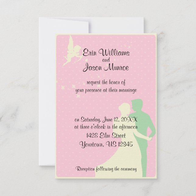 Cupid and Dancing Couple Wedding Invitation (Front)