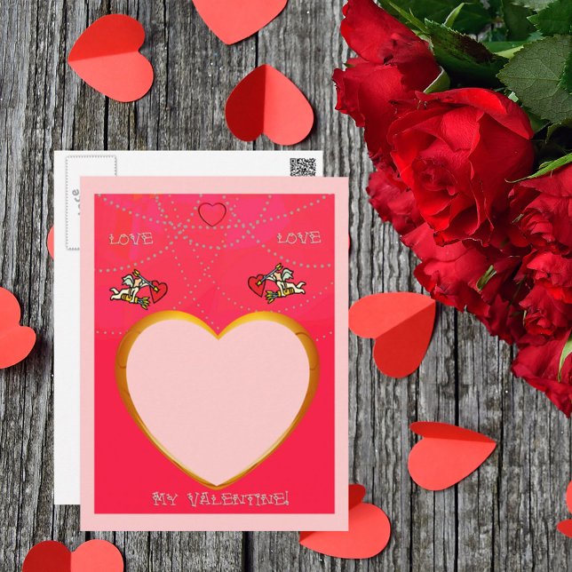 Cupid and Heart Frame Add Your Photo Postcard (Creator Uploaded)