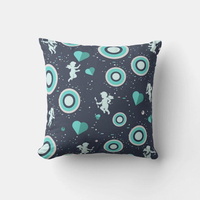 Cupid and hearts digital design throw pillow (Front)