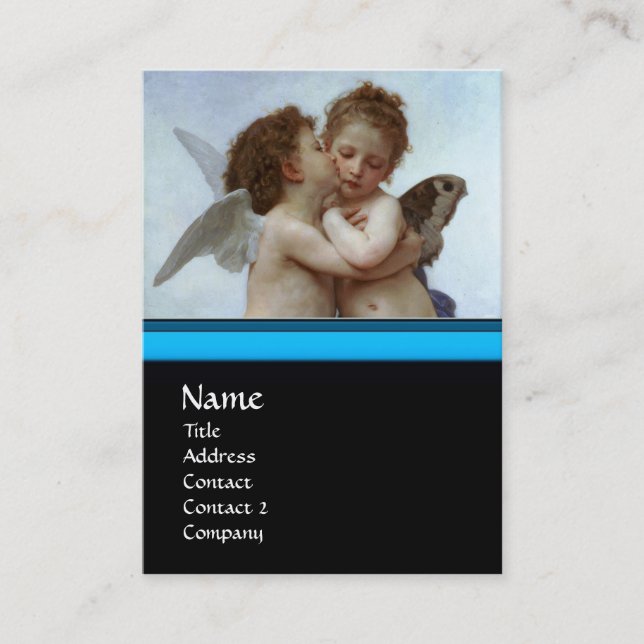 Cupid and Psyche as Children / Angels First Kiss Business Card (Front)