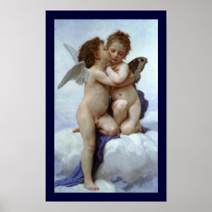 Cupid and Psyche as Children / Angel's First Kiss Poster